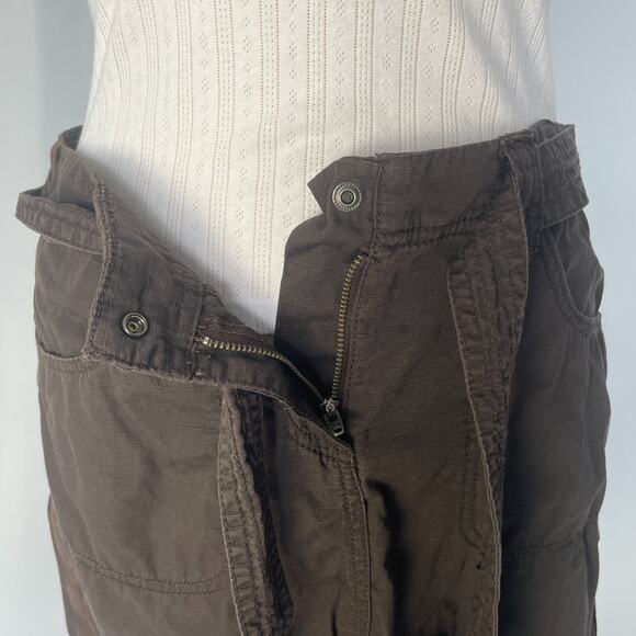 Cargo Mini Skirt Size 10 Brown Tie Belt Cotton Y2K Fairy Grunge Gorp Core Casual - Picture 2 of 11